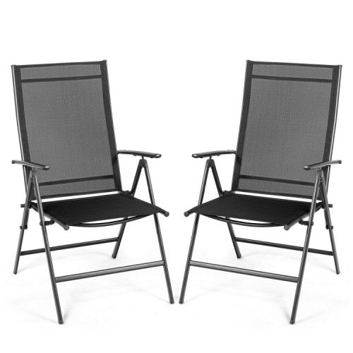 Set of 2 Adjustable Portable Patio Folding Dining Chair Recliners