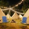 2pcs Steel Tube PP Webbing Bearing 120kg Folding Beach Chair Blue& White Strip