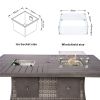 Direct Wicker 7 PCS Patio Gray Conversational Sofa Set With Gas Firepit and Ice Container Dining Table