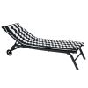 2PCS Set Outdoor Lounge Chair Cushion Replacement Patio Funiture Seat Cushion Chaise Lounge Cushion-BLACK-WHITE