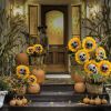3pcs Halloween Decorations Sunflower Skull Garden Artificial Flower Decoration