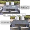 Direct Wicker 7 PCS Patio Gray Conversational Sofa Set With Gas Firepit and Ice Container Dining Table