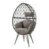 Light Grey and Black Patio Chair with Upholstered Cushion