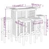 5 Piece Patio Bar Set Solid Wood Acacia