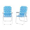 2pcs Steel Tube PP Webbing Bearing 120kg Folding Beach Chair Blue& White Strip