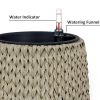 13.4" Self-watering Wicker Planter - Garden Decoration Pot - Beige - Round