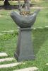 18.7x10.6x28.5" Decorative Gray Bird Pedestal Outdoor Water Fountain with Light and Pump