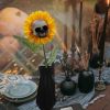 3pcs Halloween Decorations Sunflower Skull Garden Artificial Flower Decoration