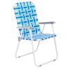 2pcs Steel Tube PP Webbing Bearing 120kg Folding Beach Chair Blue& White Strip