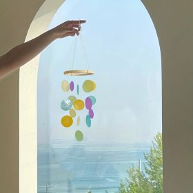 1pc Colorful Suncatchers Natural Shell Wind Chimes, Home Decorations Hanging Ornaments, Kindergarten Hanging Ornaments Creative Gifts (Color: colorful)