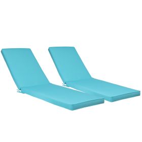2PCS Set Outdoor Lounge Chair Cushion Replacement Patio Funiture Seat Cushion Chaise Lounge Cushion-SKY BLUE (Color: as Pic)