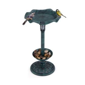 Birdbath with Bird Feeder and Flower Planter for Outdoor Decor (Color: Green)