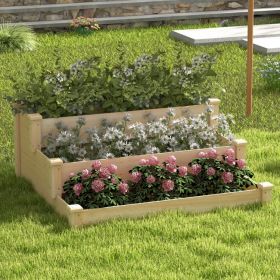 3-Tier Wooden Raised Garden Bed for Backyard Patio Gardening (Color: Natural)