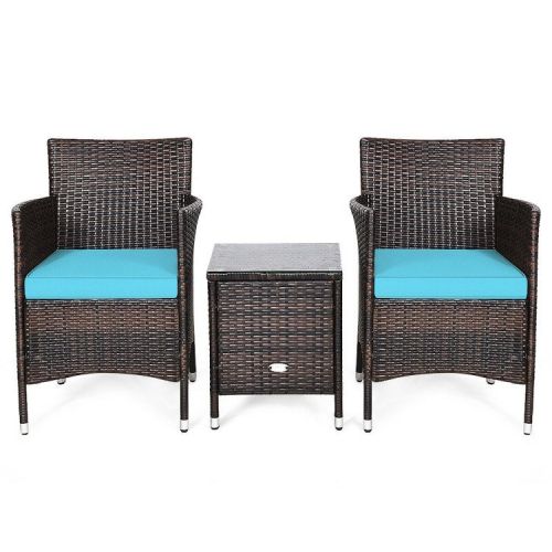 3 Pieces Ergonomic Wicker Patio Conversation Set