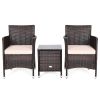3 Pieces Ergonomic Wicker Patio Conversation Set