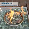 Direct Wicker 7 PCS Patio Gas Firepit and Ice Container Rectangle Dining Set with 6 Standard Height Chairs