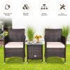 3 Pieces Ergonomic Wicker Patio Conversation Set