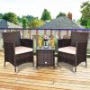 3 Pieces Ergonomic Wicker Patio Conversation Set