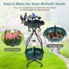 Solar Outdoor Bird Bath Feeder Combo with Flower Planter Pedestal and Solar Lights