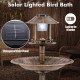 Pedestal Bird Bath with Solar Light with Bird Feeder and Flower Planter